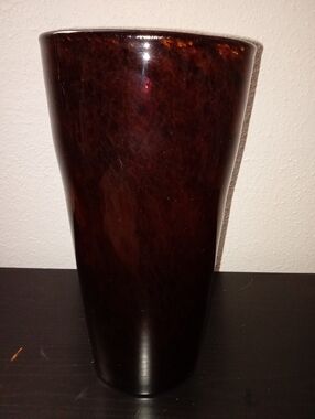 Hand-Blown Amber Brown Glass Vase 15"x8"